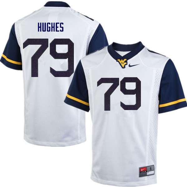 Men #79 John Hughes West Virginia Mountaineers College Football Jerseys Sale-White - Click Image to Close
